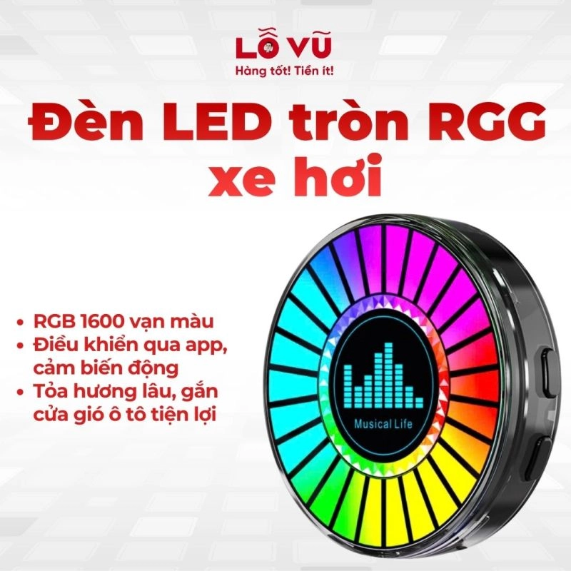 Đèn LED tròn RGB xe hơi